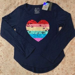 Girls' Color Changing Sequin Long Sleeve Tee - Members Mark Size 14/16 XL, Navy
